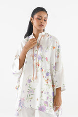Stitched Printed Satin Shirt+ Culotte