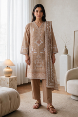 Embroidered Kurta Dupatta Trouser - 3399