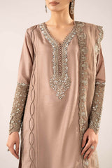3 Piece Embroidered Raw Silk Suit