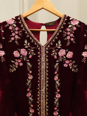 2 Piece - Embroidered Velvet Suit S113396