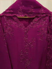 3 Piece - Pure Khaddi Silk Embroidered Suit S115230