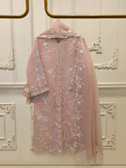 3 Piece - Pure Organza Embroidered Suit S114272