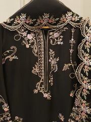 3 Piece- Pure Sheesha Silk Embroidered Suit S115087