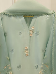 3 Piece- Pure Sheesha Silk Embroidered Suit S115276