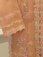 3 Piece - Pure Organza Embroidered Suit S115289