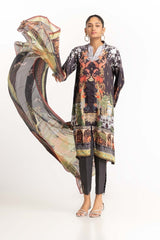 Digital Printed Shamose Silk Embelsihed Suit
