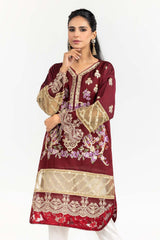 Luxury Pret Dyed Cotton Net Embroided Kurti With Inner