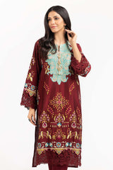 Luxury Pret Dyed Cotton silk Embroidered Kurti With Trouser