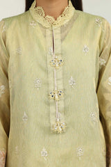Luxury Pret Cotton Zari Slub Embroidered Shirt