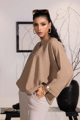 Dobby Jute Embroidered Drop Shoulder Tunic