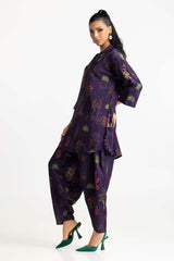 Poly Raw Slub Printed Co-Ord Set