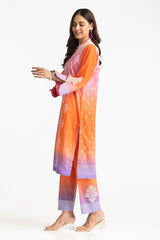 Lawn Lacquer Printed With Embroidered Shirt And Printed Trouser