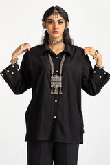 Dobby Dyed Embellished Shirt And Trouser