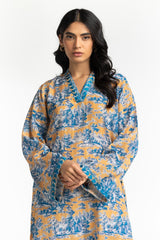 Textured Dobby Printed Shirt With Embroidered