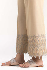 Beige Cambric Festive Trousers