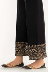 Black Embroidered Raw Silk Pants
