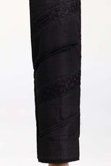 Black Embroidered Raw Silk Trouser