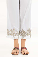 Off White Raw Silk Screen Printed Trousers