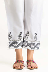 Off-White Raw Silk Embroidered Trouser