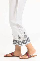 Off-White Raw Silk Embroidered Trouser