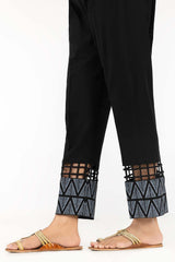 Black Khaddar Screen Printed Trousers