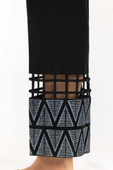Black Khaddar Screen Printed Trousers