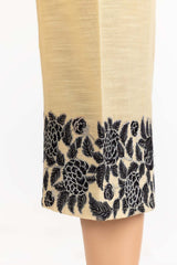 Beige Khaddar Embroidered Trousers
