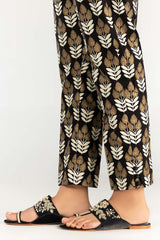 Black Screen Printed Cambric Trousers