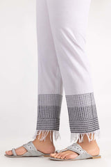 Off White Cambric Embroidered Trousers