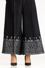 Black Rawsilk Block Printed Trouser