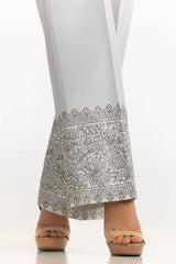 White Rawsilk Block Printed Trouser