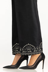 Black Rawsilk Embroidered Trouser