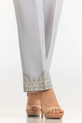 White Rawsilk Embroidered Trouser