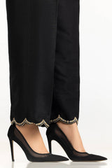 Black Rawsilk Embroidered Trouser