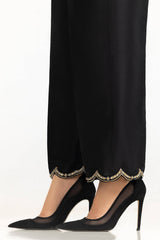 Black Rawsilk Embroidered Trouser