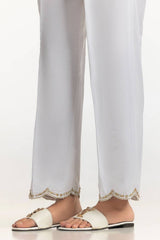 White Rawsilk Embroidered Trouser