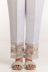 White Rawsilk Embroidered Trouser