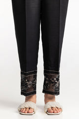 Black Rawsilk Embroidered Trouser
