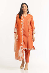 Tehwaar Lurax Dobby Dyed Embroidered Shirt And Trouser With Dupatta