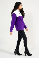 Quarter Zip Color Block Mock Neck Sweatshirt