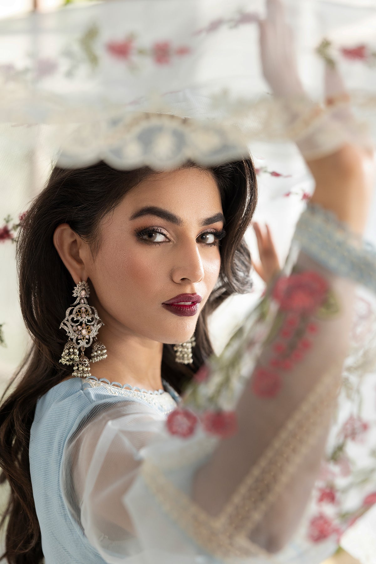 3-PC Embroidered  Cotton Net CMA-5-191