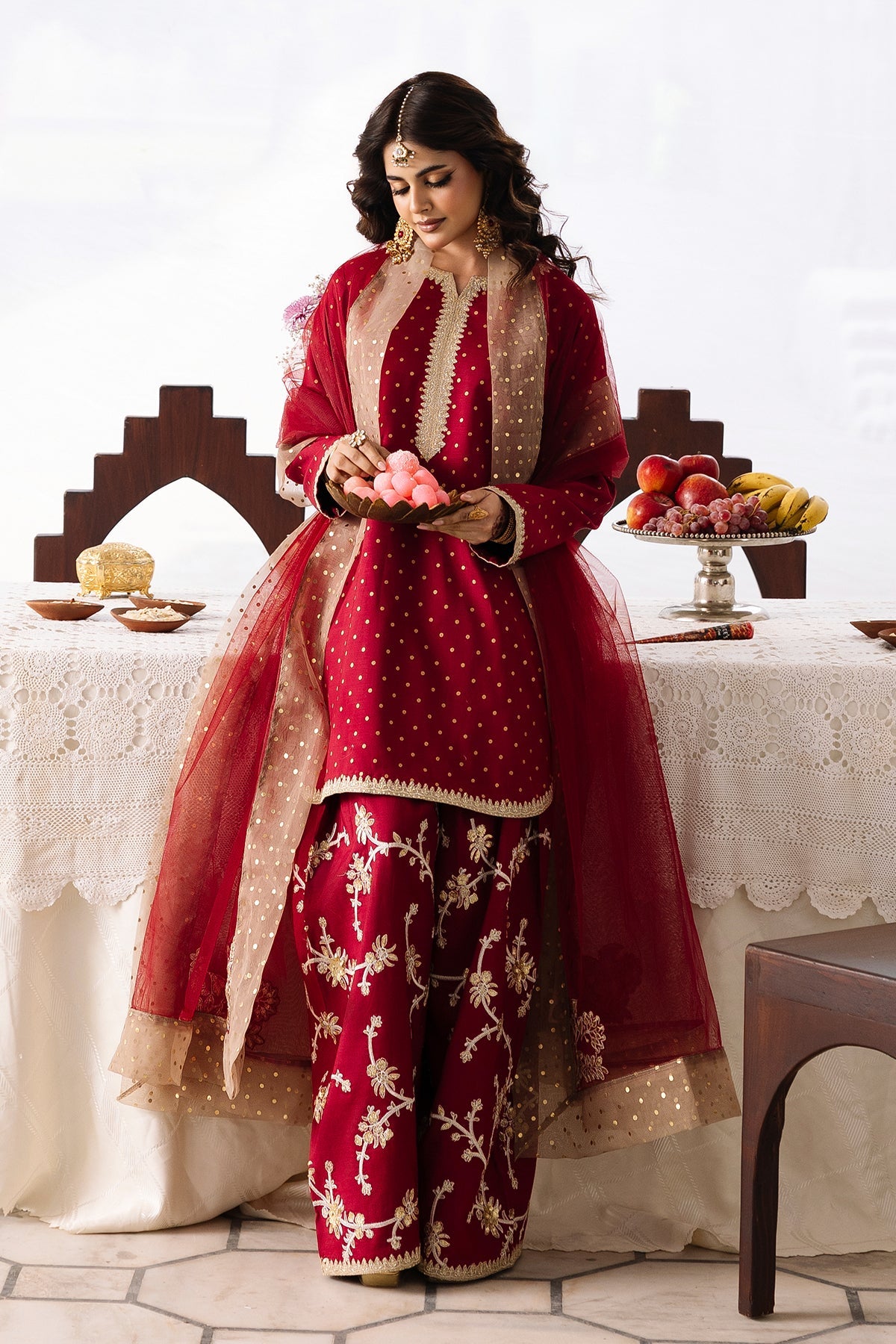 3-PC Embroidered Raw-Silk Suit CMA-6-353