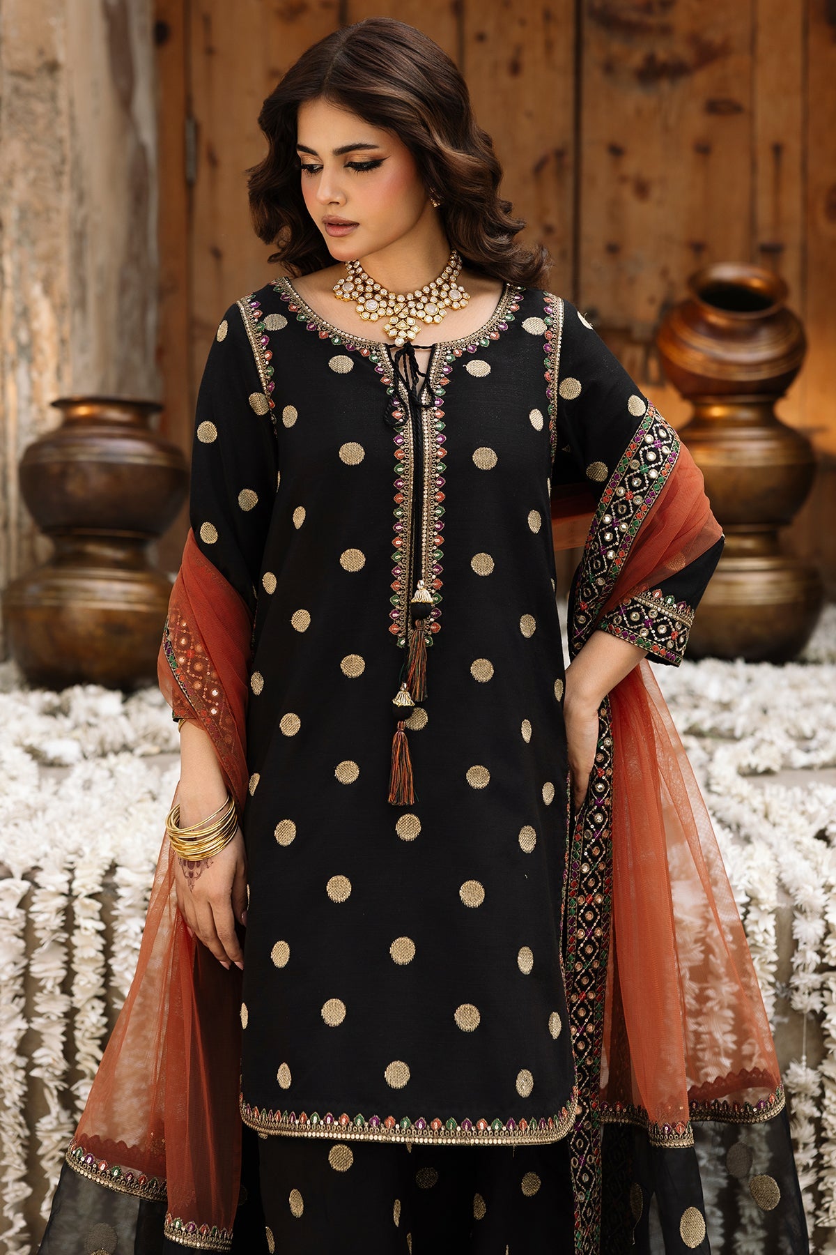 3-PC Embroidered Raw-Silk CMA-6-357