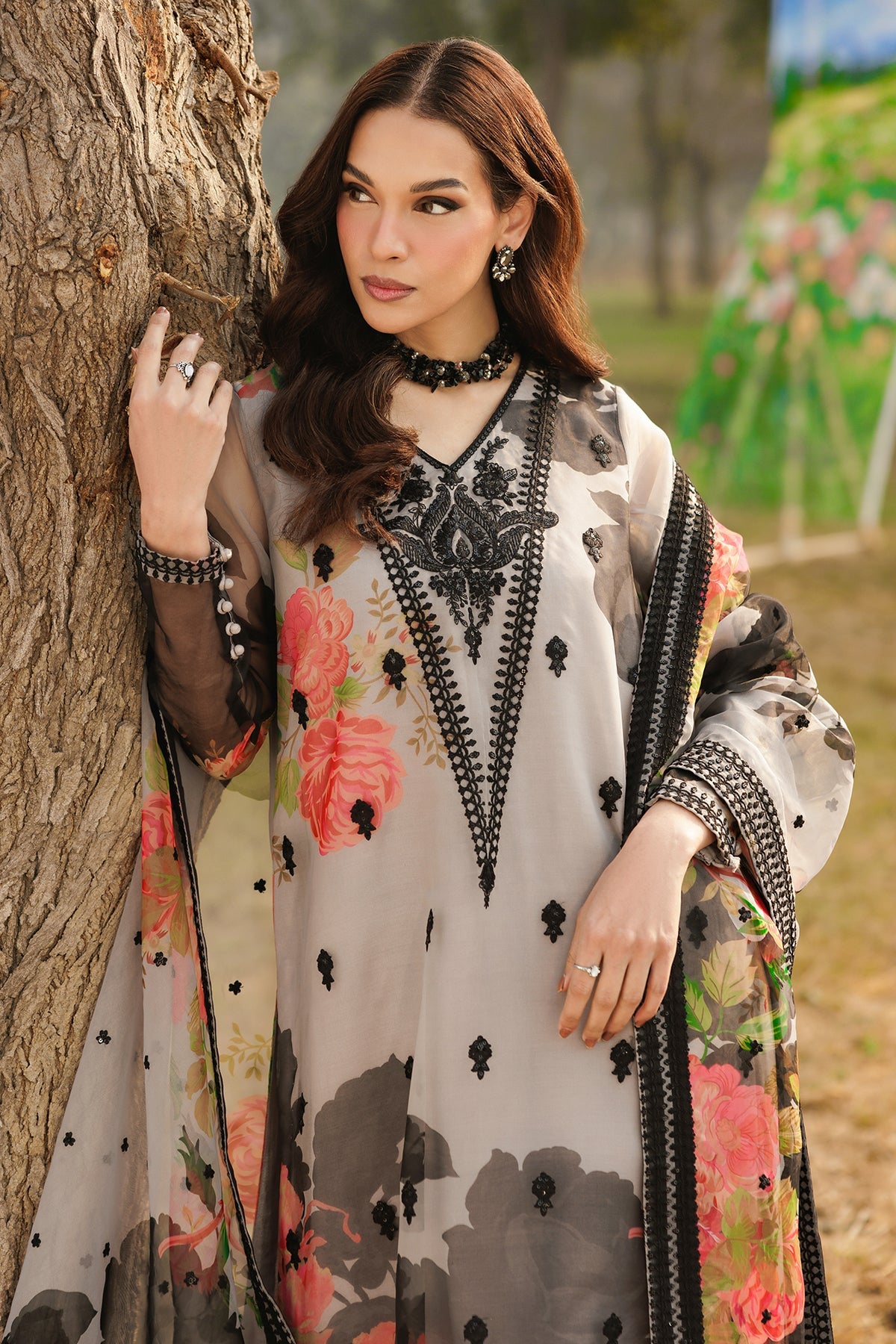 3-PC Embroidered Organza  CMA-6-174