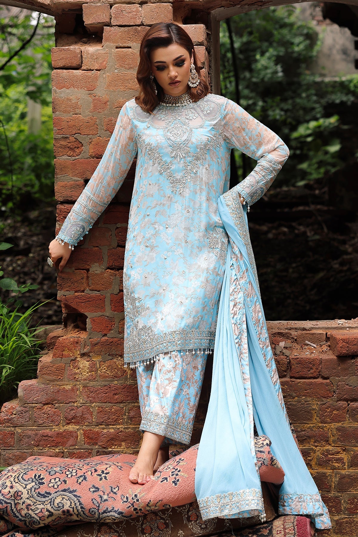 3-Pc Stitched Embroidered Printed Chiffon Collection VSL6-15P