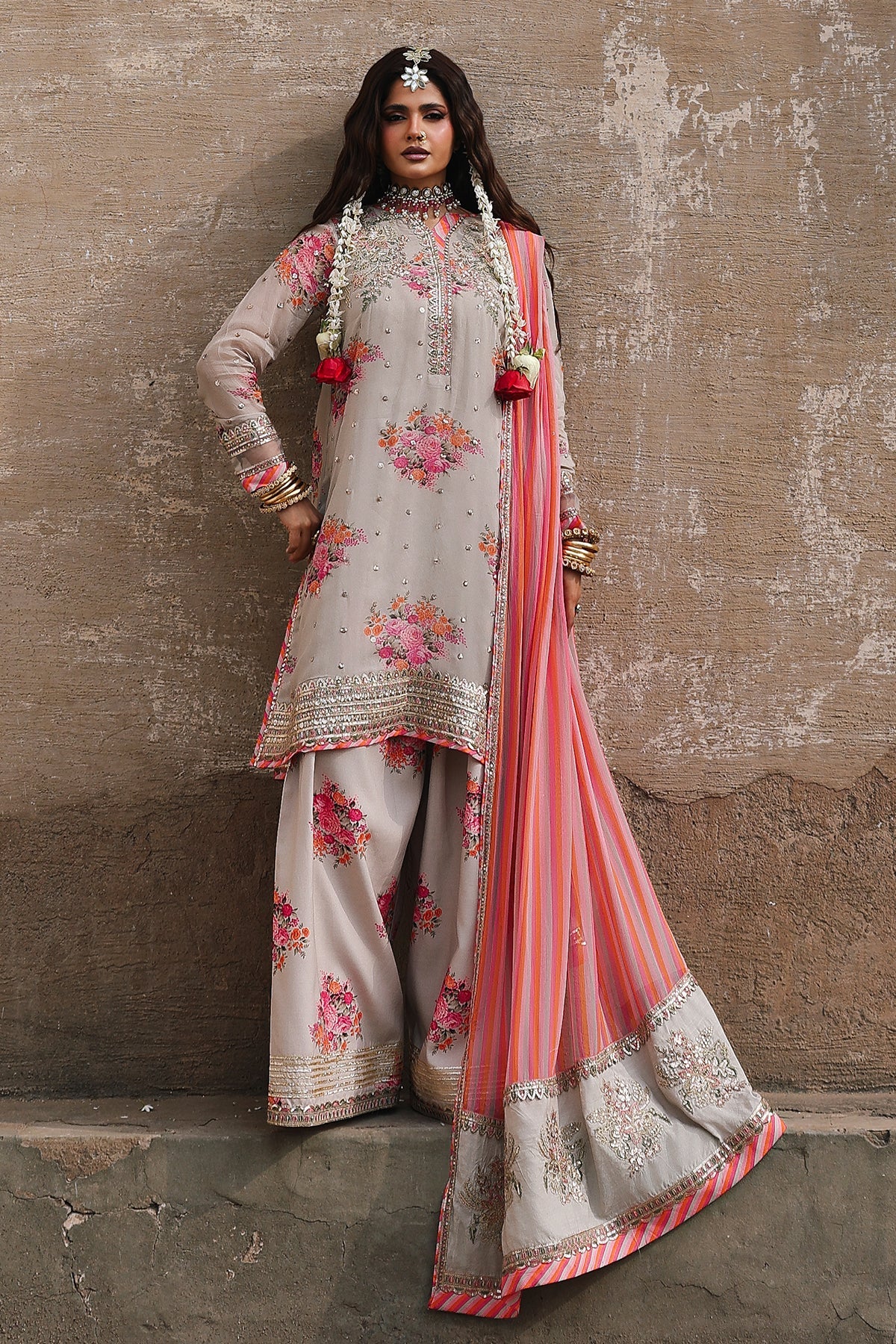 3-Pc Stitched Embroidered Printed Chiffon Collection VSL6-09P