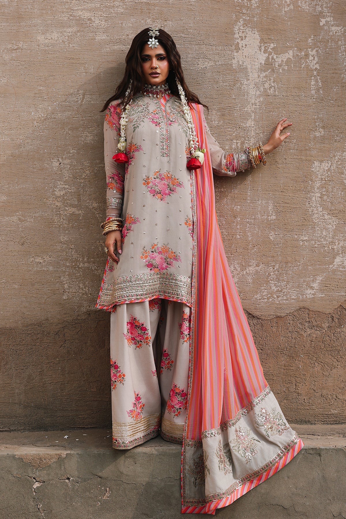 3-Pc Stitched Embroidered Printed Chiffon Collection VSL6-09P