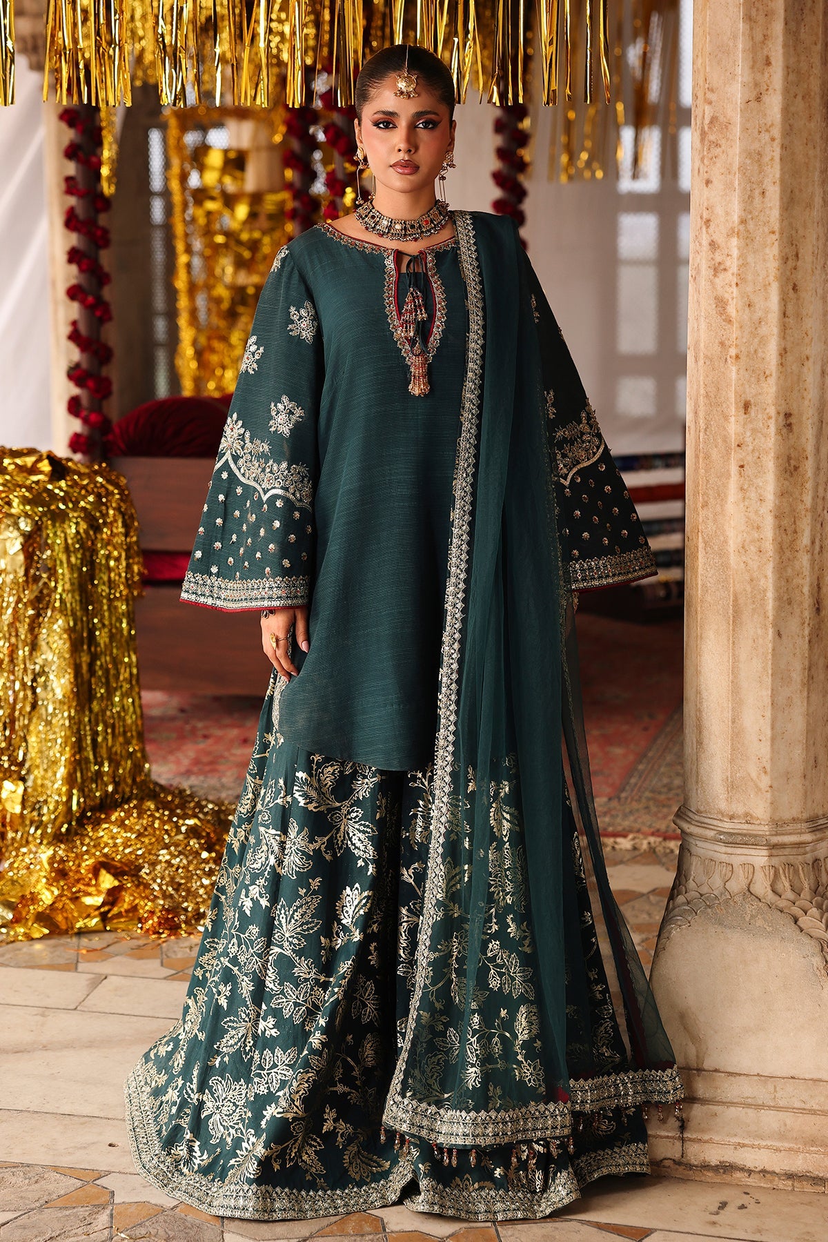 3-PC Embroidered Raw-Silk Suit CMA-6-207