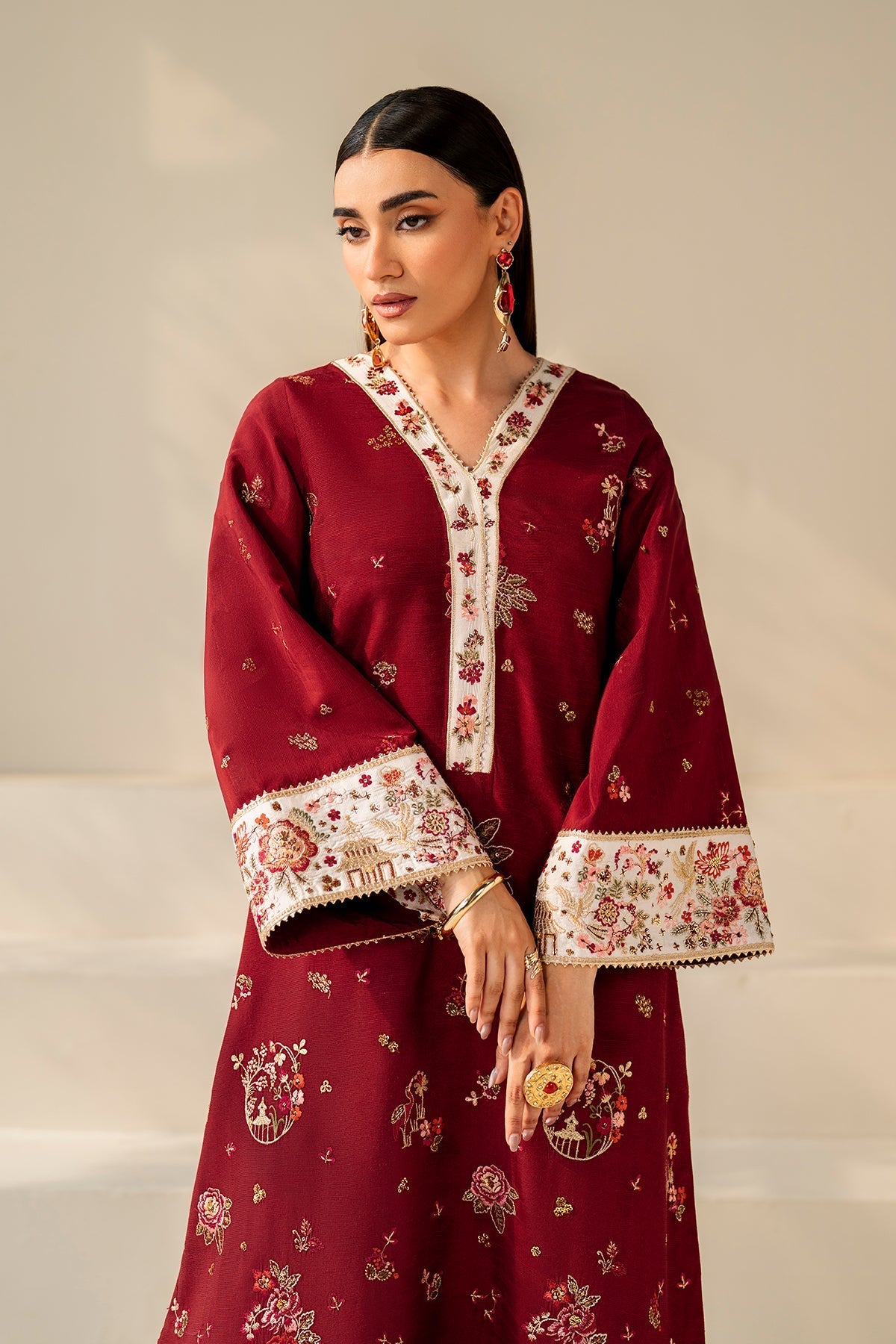 EMBROIDERED RAW SILK PR-1177