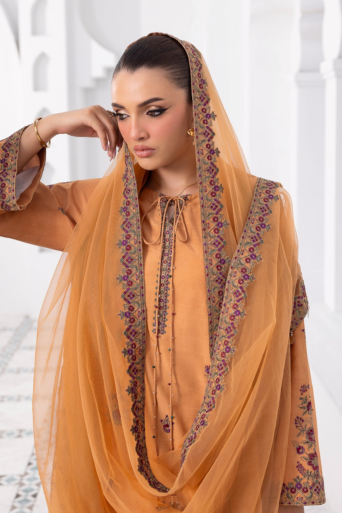 3-PC Embroidered Raw-Silk CMA-6-370